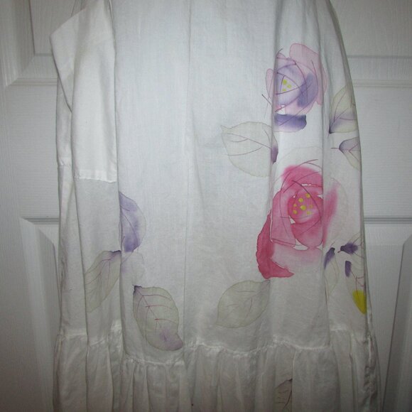 Handpainted Floral Long Pinafore Apron Dress - Picture 5 of 11